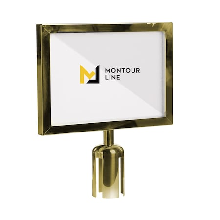 Stanchion Post Top Sign Frame 8.5x11 H Satin Brass, Cancel Symbol